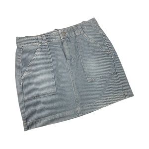 Madewell Womens Denim Railroad Striped Patch Pocket Skirt Size 2 100% Cotton